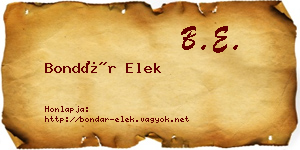 Bondár Elek névjegykártya