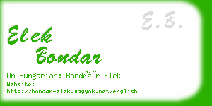 elek bondar business card